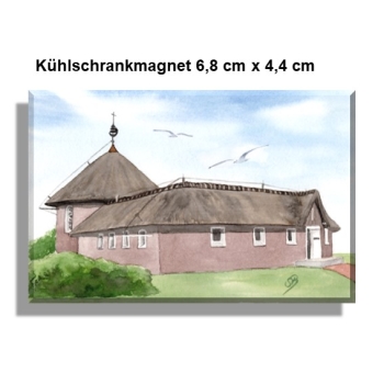Kühlschrankmagnet Aquarell Maritim Kunst Druck Kunstdruck Nordsee Insel Baltrum Kirche